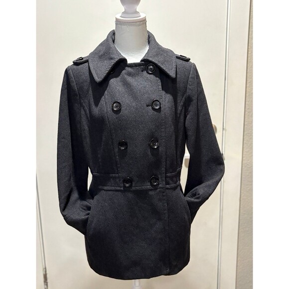 MICHAEL Michael Kors Women's Classic Wool Pea Coat in Charcoal Gray Medium - Picture 4 of 10